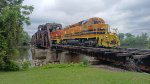 GEXR 3393 heads south with train 702 at the Saginaw River Bridge.
